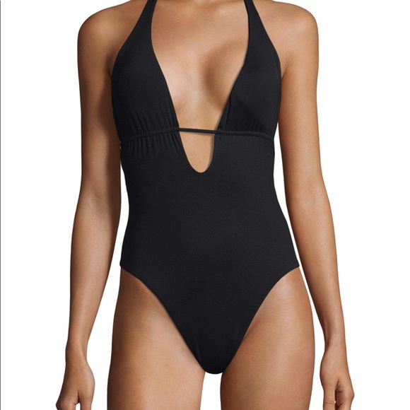 L*Space Pamela plunge open back one piece in black - Picture 3 of 7